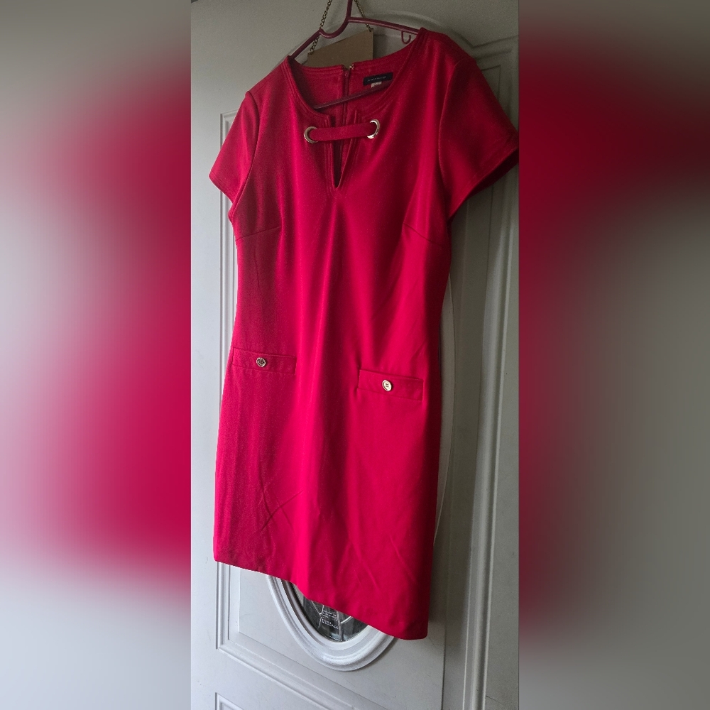 Tommy Hilfiger Vibrant Red Dress with Silver Detail